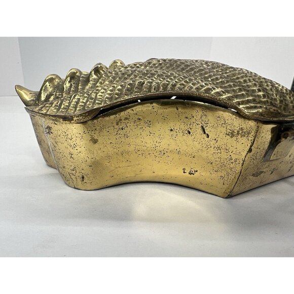 9" Vintage Large Hampton Brass Hinged Clam Shell MCM Decorative Box Keepsake Box - Picture 13 of 13
